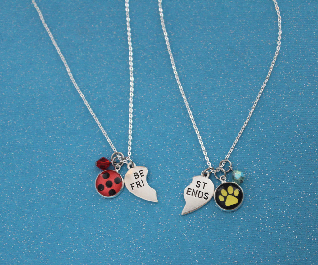 Ladybug Chat Noir BFF Necklace Set Friendship Jewelry Miraculous Ladybug  Cat Noir Jewelry Superhero…
