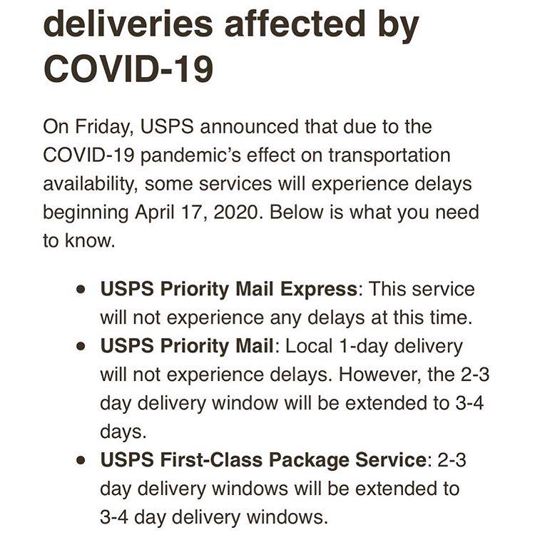 USPS shipping delay updates – BombDotComGeekery