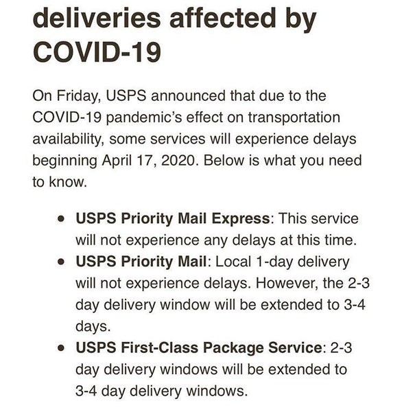 USPS shipping delay updates