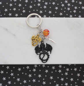 Gold and Black Dragon Duo Keychain