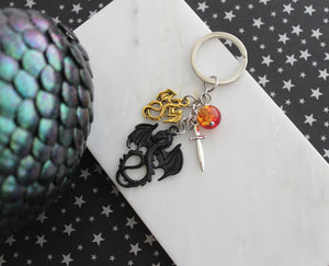 Gold and Black Dragon Duo Keychain