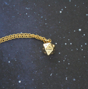 Lucky Gold d20 Necklace