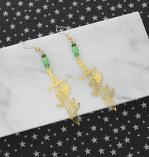 Gold Floral Sword Earrings - RESTOCKED