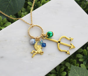 Gold Percy Trident Necklace