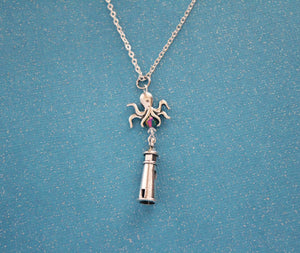 The Kraken and Lighthouse Charm Necklace