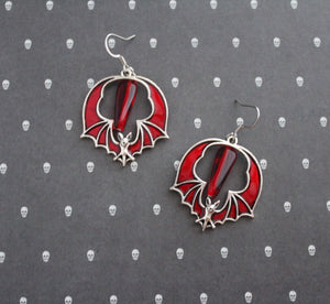 Blooddrop Jewel Bat Earrings