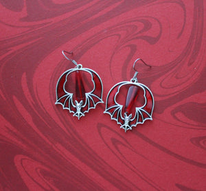 Blooddrop Jewel Bat Earrings