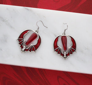 Blooddrop Jewel Bat Earrings