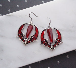 Blooddrop Jewel Bat Earrings