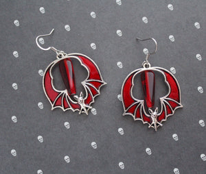 Blooddrop Jewel Bat Earrings