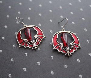 Blooddrop Jewel Bat Earrings