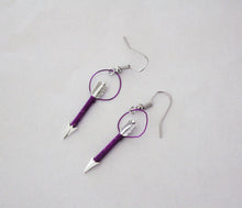 Purple Wire Wrapped Arrow Earrings